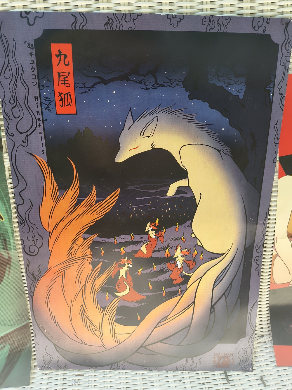 Ninetails & Delphox Pokemon Art Print - Blue & Orange